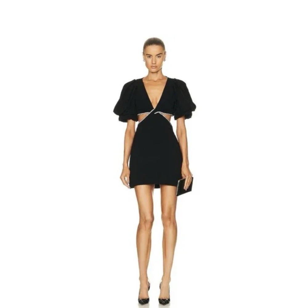 A.L.C. Women's Black Hazel Cutout Rhinestone Trim Mini Dress Size 14 MSRP $595